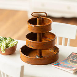 Dollhouse Miniature 3-Tier Rusted Tray