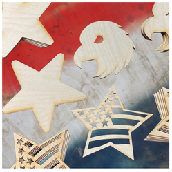 Unfinished Wood Americana Stars and Eagles Cutouts