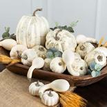Assorted Harvest White and Gold Brushed Artificial Pumpkins
