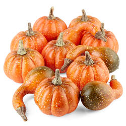 Bulk Case of 576 Assorted Orange Artificial Pumpkins and Gourds