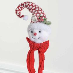 Snowman Pick with Red and White Checked Hat