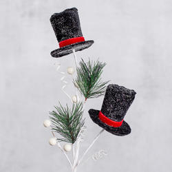 Snowman Top Hat and Pine Pick
