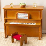 Dollhouse Miniature Walnut Upright Piano with Bench