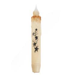 Rustic Black Stars and Berries LED Battery Operated Taper Candle