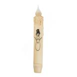 Rustic Primitive Snowman LED Battery Operated Taper Candle