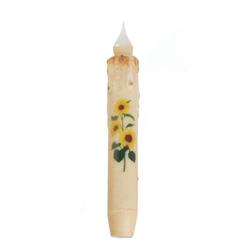 Rustic Sunflower LED Battery Operated Taper Candle
