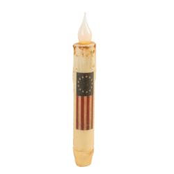 Rustic Betsy Ross Flag LED Battery Operated Taper Candle