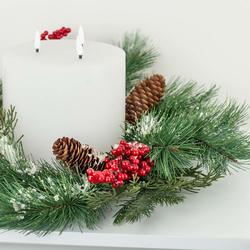 Artificial Red Snow Berry Christmas Candle Ring