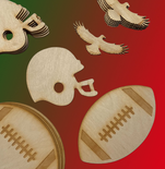 Unfinished Wood Eagle Falcon or Hawk Football Cutouts