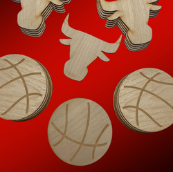 Unfinished Wood Bulls or Toros Basketball Cutouts