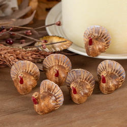 Set of 6 Mini Resin Thanksgiving Turkeys