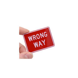Miniature Wrong Way Sign in Red and White