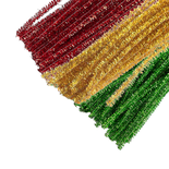 Red, Gold and Green Metallic Tinsel Pipe Cleaners