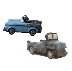 Antique Military Jeep and Blue Pedal Cars