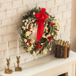 Miniature Pine Wreath with Red and White Accents