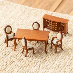 Dollhouse Miniature 1/4in. Dining Room Set of 6 in Walnut