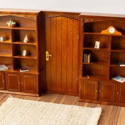 Dollhouse Miniature Walnut Bookcase Wall