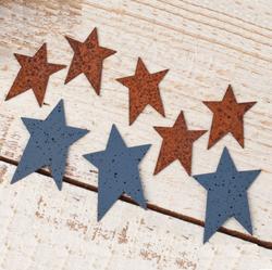 Primitive Americana Blue Speckled and Rusty Tin Stars