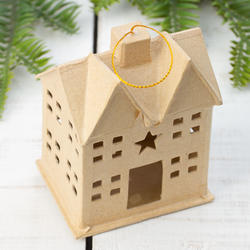 Paper Mache Primitive Saltbox House Ornament