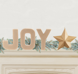 Paper Mache "JOY" Word and Dimensional Star Set