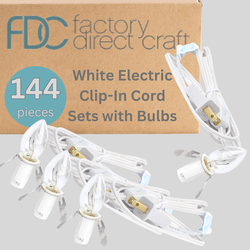 Bulk Case of 144 White Electric Clip-In Cord Sets with Bulbs