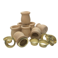 Unfinished Wood Bean Pot Candle Cups with Brass Inserts