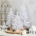 White Artificial Canadian Pine Trees Set