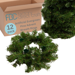 Bulk Case of 12 Artificial Evergreen Pine Advent Wreath Rings