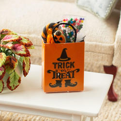 Dollhouse Miniature Filled Trick Or Treat Bag