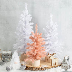 White and Designer Pink Artificial Canadian Pine Trees Set