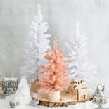 White and Designer Pink Artificial Canadian Pine Trees Set