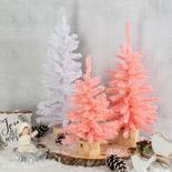 White and Pink Artificial Canadian Pine Trees Set