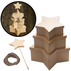 Paper Mache Star Christmas Tree Gift Box Set