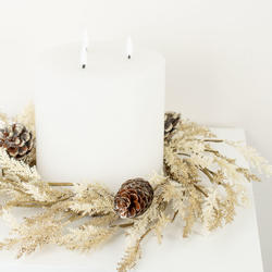 Glittered Artificial Pine and Pinecone Candle Ring