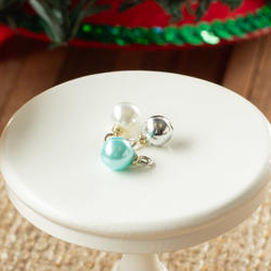 Dollhouse Miniature Aqua Silver and Pearl Ornaments