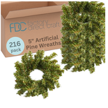 Bulk Case of 216 Artificial 5" Canadian Pine Wreaths