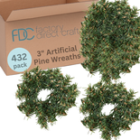 Bulk Case of 432 Mini Artificial Pine Wreaths