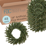 Bulk Case of 48 Artificial 16" Canadian Pine Wreaths