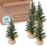 Bulk Case of 48 Artificial Pine Trees with Burlap Base