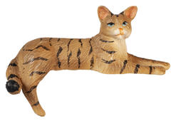 Dollhouse Miniature Tiger Striped Tabby Cat with Back Leg Down