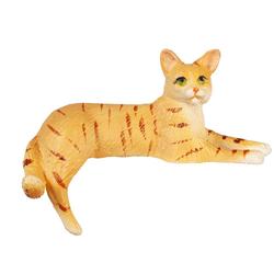Dollhouse Miniature Orange Tabby Cat with Back Leg Down