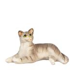 Dollhouse Miniature Gray Striped Tabby Cat Lying Awake