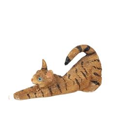 Dollhouse Miniature Orange and Black Stripe Tabby Cat Stretching