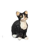 Dollhouse Miniature Sitting Black and White Cat