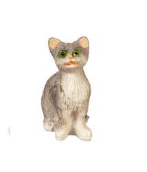 Dollhouse Miniature Sitting Gray Cat