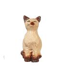 Dollhouse Miniature Siamese Sitting Cat with Eyes Closed
