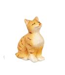 Dollhouse Miniature Orange Tabby Cat Sitting with Eyes Closed