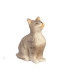 Dollhouse Miniature Gray Cat Sitting with Eyes Closed
