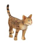 Dollhouse Miniature Standing Tiger Stripe Tabby Cat with Tail Up