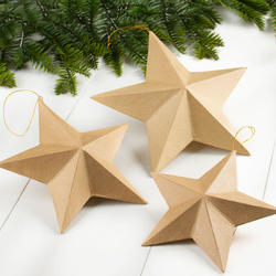 Dimensional Paper Mache Star Ornament Set